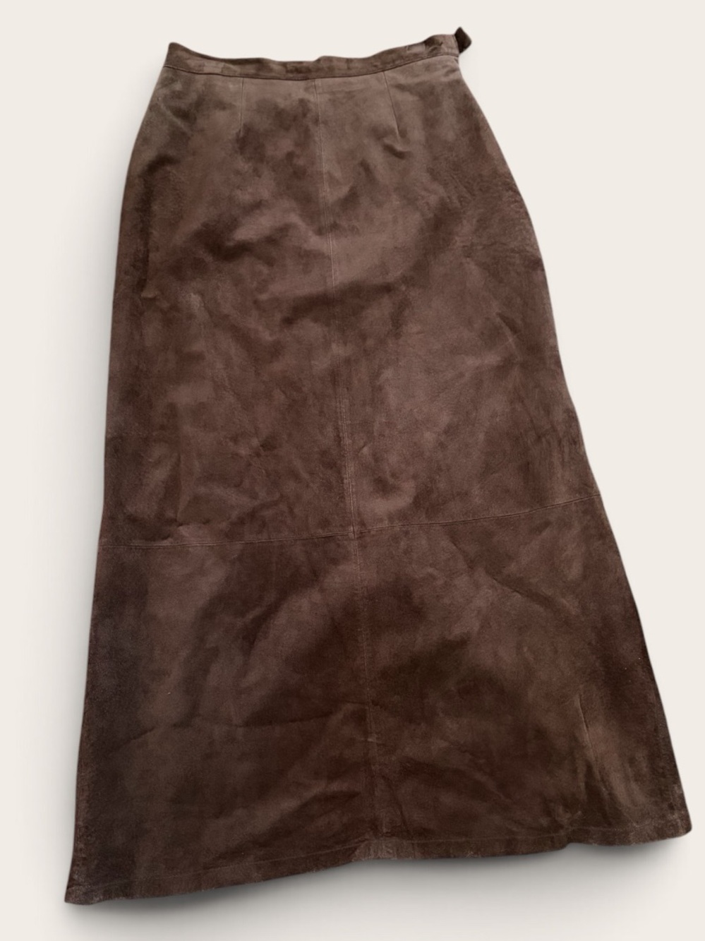 Stan Herman Genuine Suede Leather Maxi Skirt Size 6 Dark Brown
